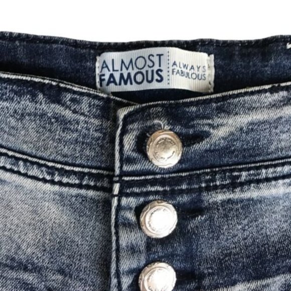 Almost Famous Button Fly Zip High Rise Skinny Jeans Size 11 Stretch Y2K 28x30 - Picture 5 of 11